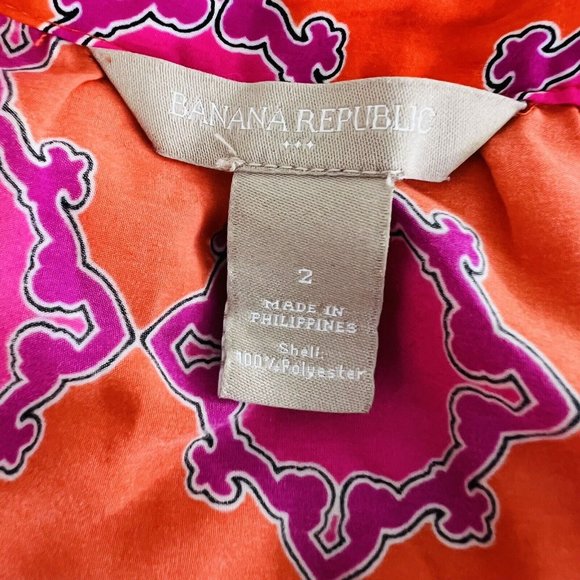 BANANA REPUBLIC Long Hot Pink & Orange Geometric Boho Maxi Dress ~ Size 2 - Picture 8 of 8